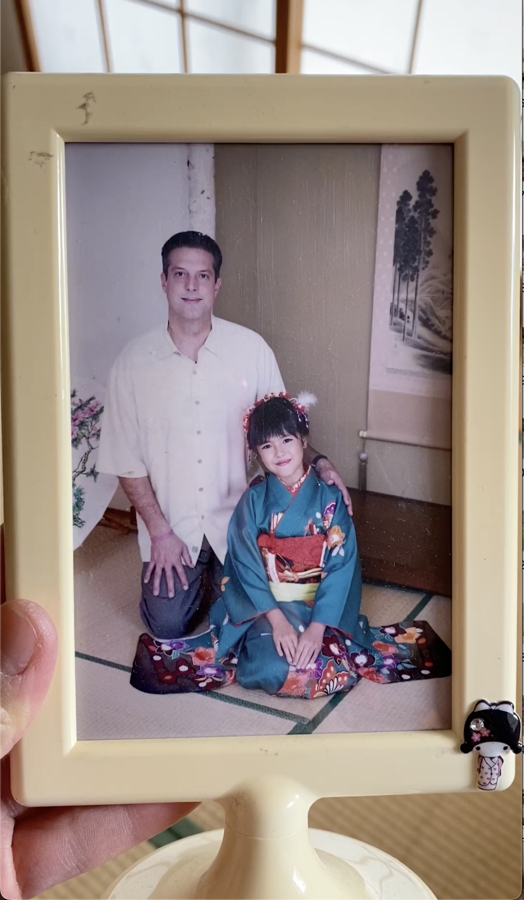 Father and daughter at age seven wearing kimono in Los Angeles